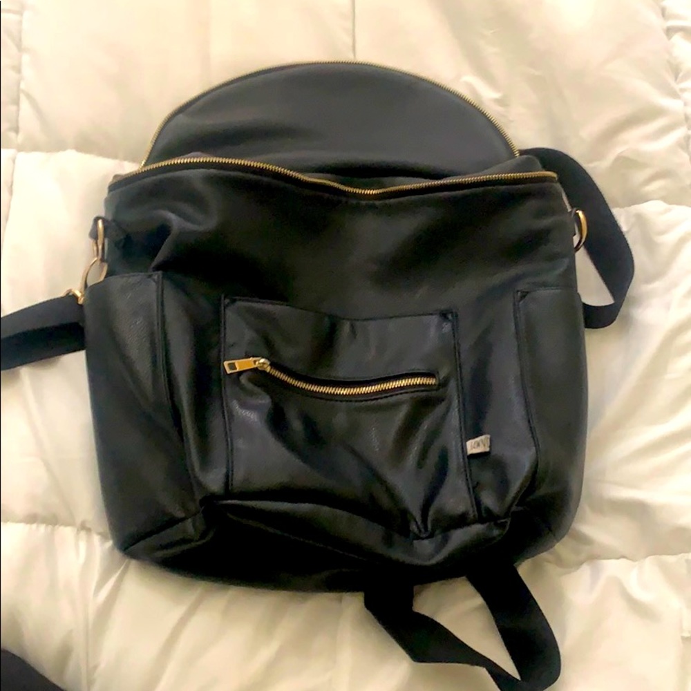 Black fawn design diaper bag backpack